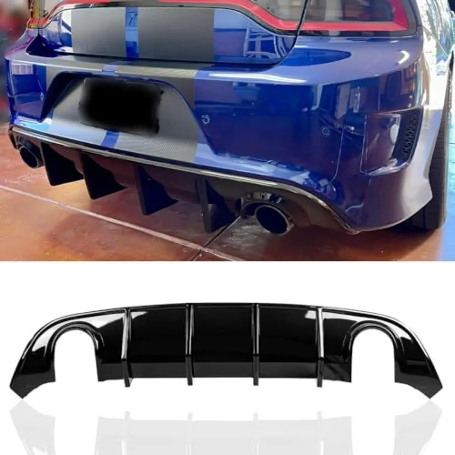 Rear Lip Bumper Diffuser Rear Diffuser Lip Spoiler Compatible with Dodge Charger SRT 2015-2022 Glossy Back Style Black Automoti