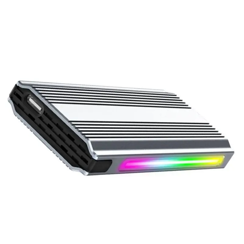 

ABZZ-USB Type-C RGB M 2, алюминиевый корпус для M2 SSD, USB Type-C 3.1, 10 Гбит/с, твердотельный накопитель с двойным протоколом, коробка для жесткого диска
