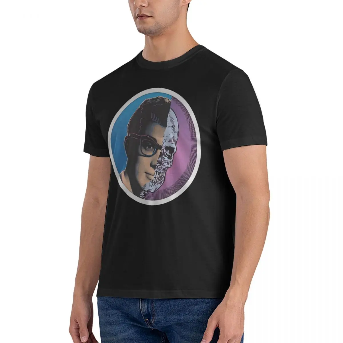 Buddy Holly_3 T Shirts Men's Cotton Novelty T-Shirts O Neck The Crickets Tees Short Sleeve Clothing Graphic