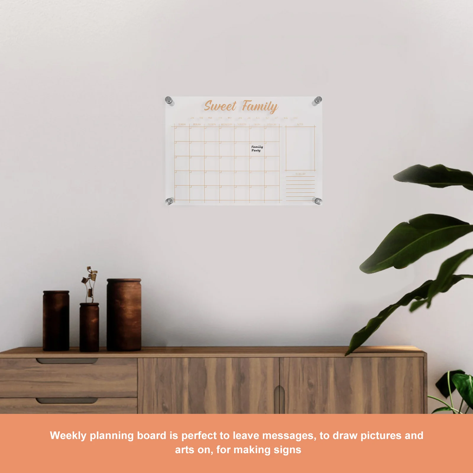 

1 Set Clear Acrylic Weekly Monthly Planner Board Dry Erase Note Message Calendar For Home Reusable Desktop