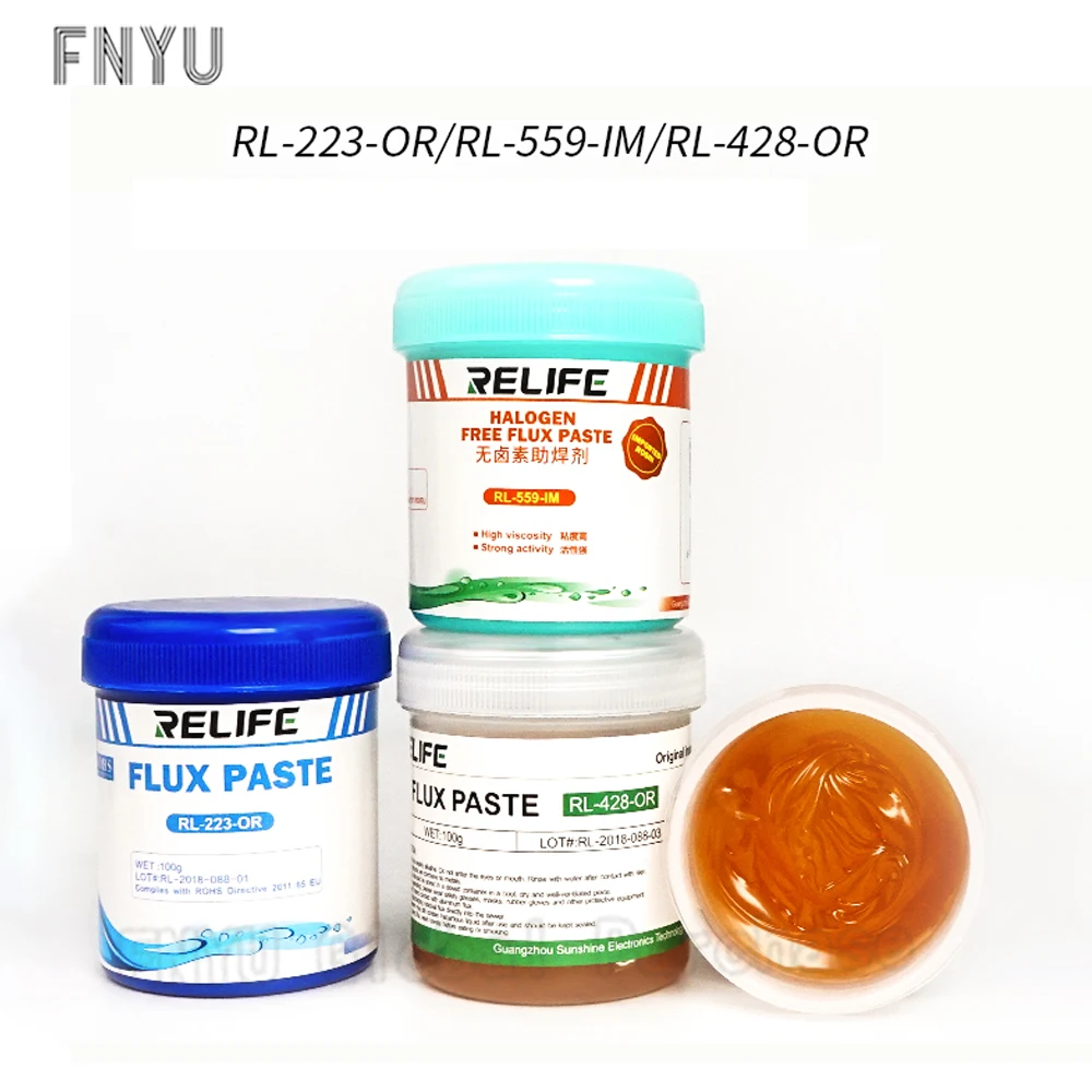 RELIFE RL-223-OR 100g PCB SMD BGA flux lead-free and halogen-free environmentally friendly no-clean rosin solder paste Solder