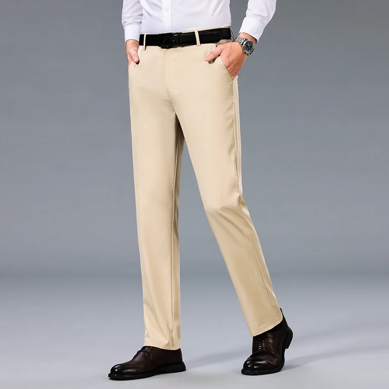 Pantalones elásticos ajustados para hombre, pantalón de negocios para correr, edición coreana, color negro, gris y azul, verano, 2024