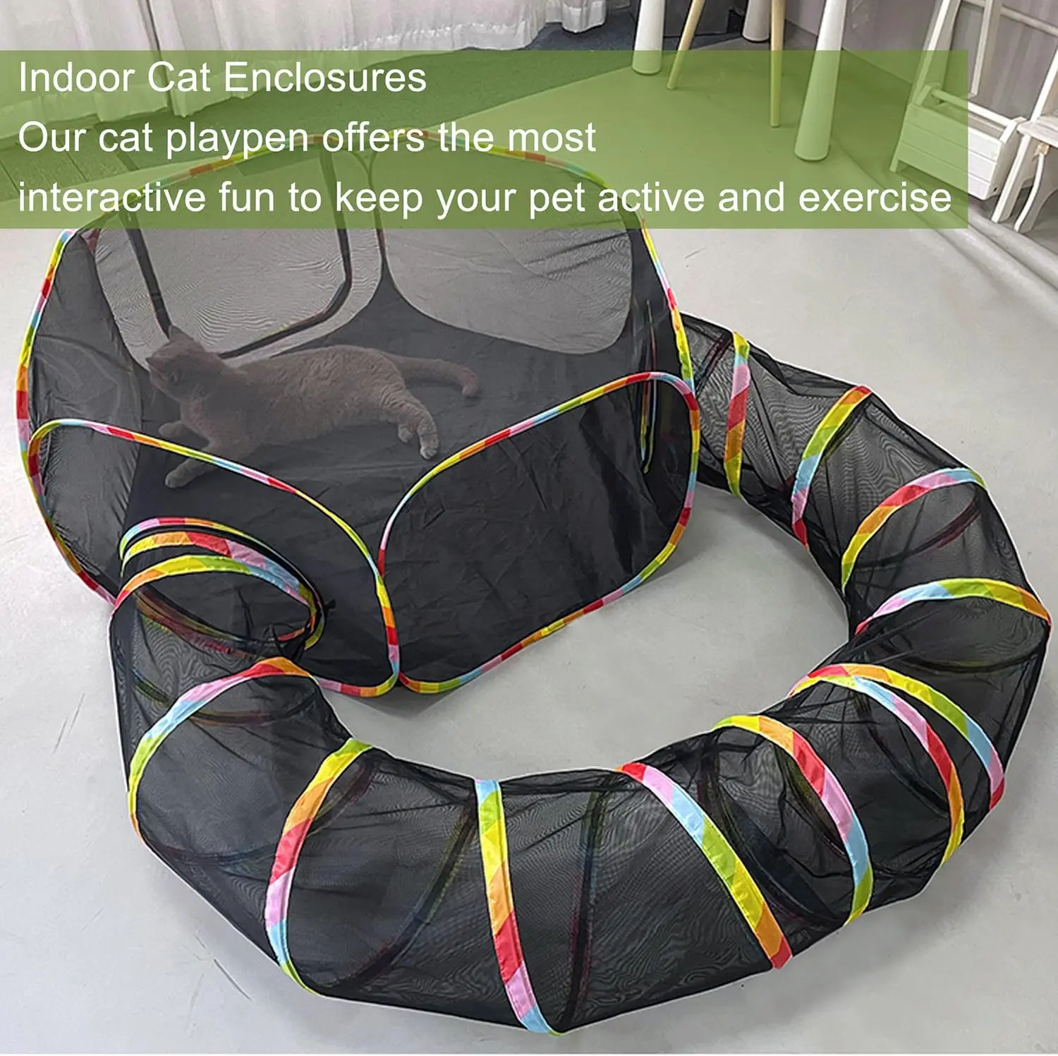 Outdoor portable cat tents, cage-free outdoor cat enclosures, cat tunnels, outdoor cat playgrounds for small animals