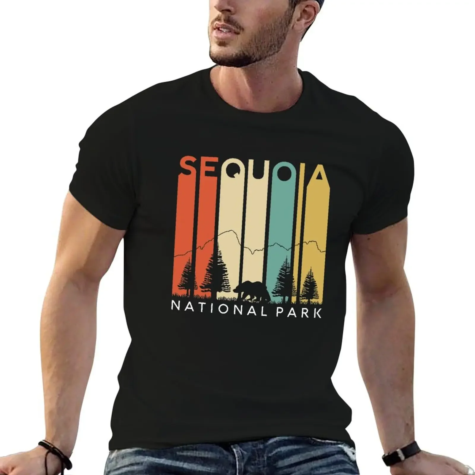 

Sequoia National Park California Forest Kern River Kernville Retro Camping T-Shirt blanks graphics Men's clothing