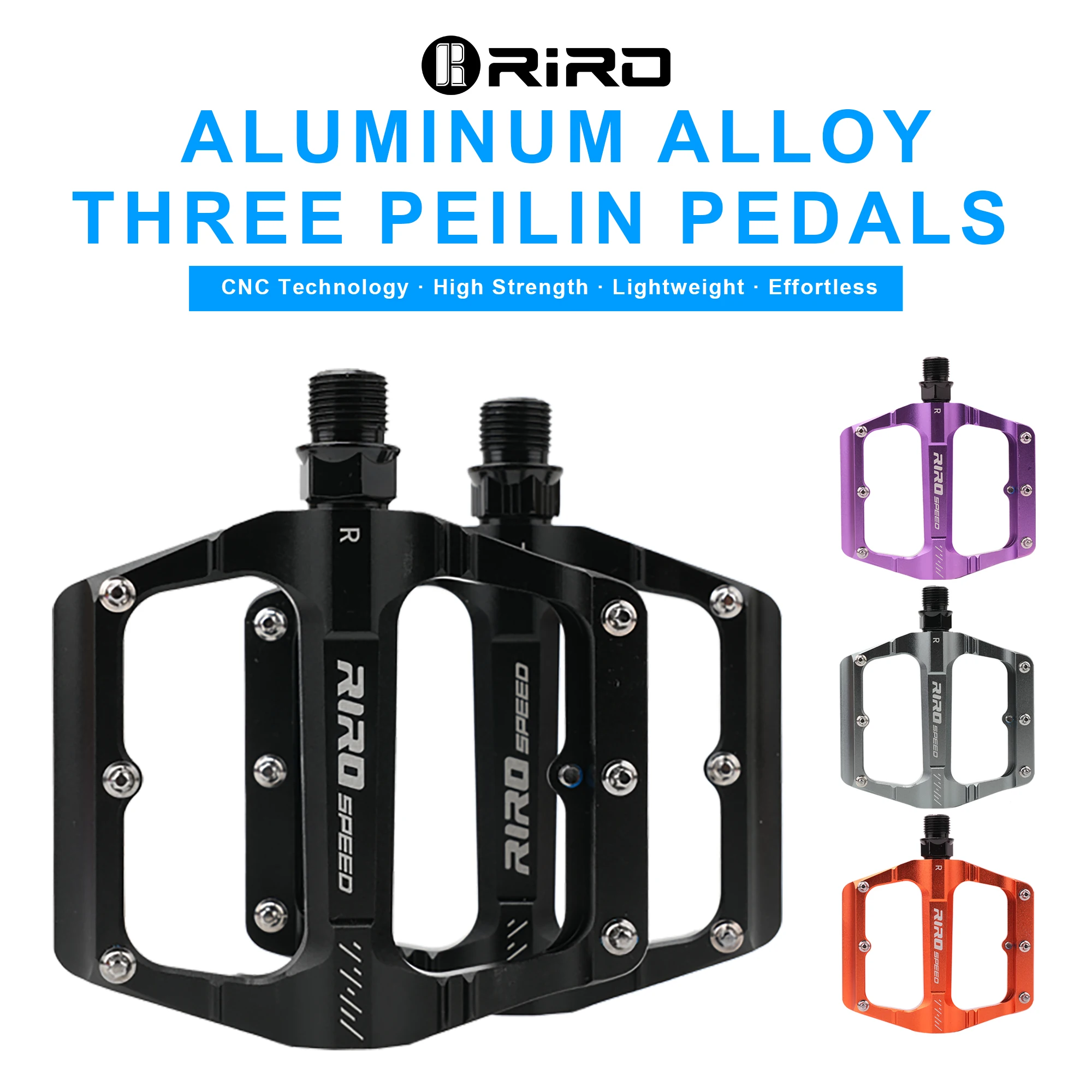 

RIRO 3 Bearing Bicycle Pedal CNC Aluminum Road Mountain Bike Pedal DU Widen Nylon MTB Pedals DU Bearing Folding Bike Pedals