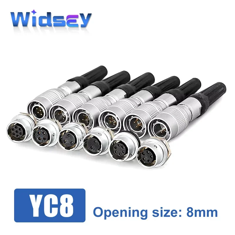 YC8-2/3/4P/5P/6P/7Pin Push-pull Aviation Plug Forward/Reverse Install Opening 8mm Male Female Quick Docking Waterproof Connector