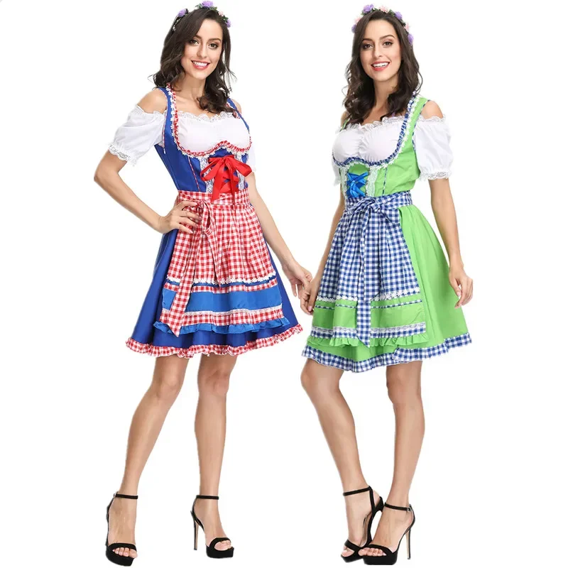 Novo alemão oktoberfest traje bar cerveja empregada traje tradicional bávaro empregada doméstica traje fantasia vestido