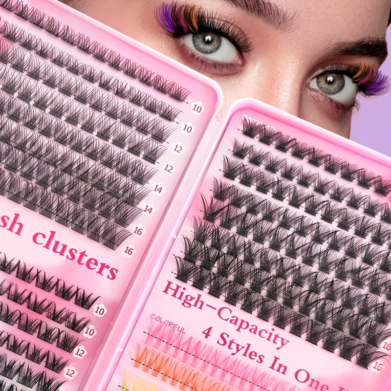 DIY Eyelash Book Lash Cluster Extension Kit, Mix Styles Individual Lash with Bond & Seal, Eyelashes Remover,Tweezers