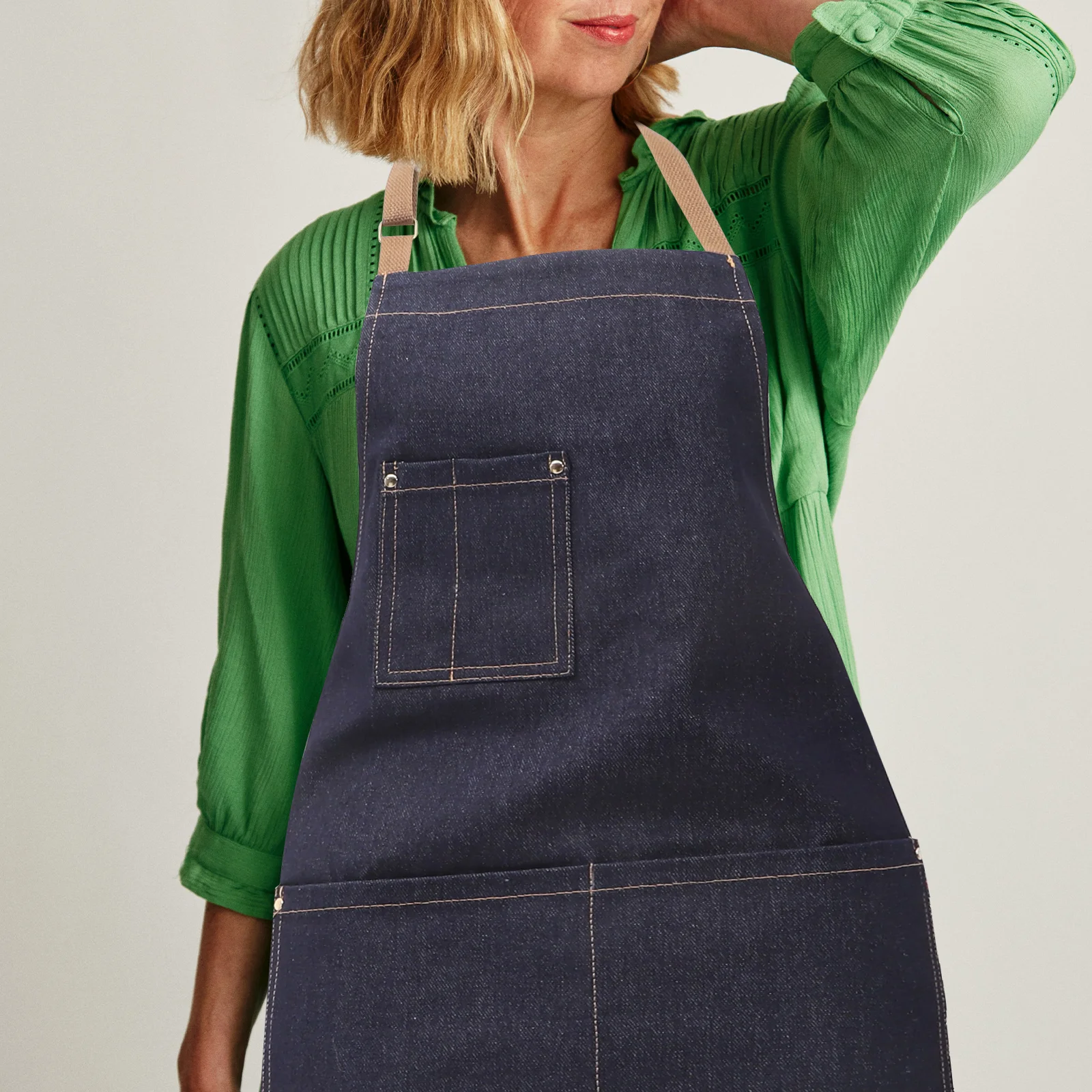 

Denim Apron Salon Work Pockets Fashion Utility with Hairdresser Professional Suit