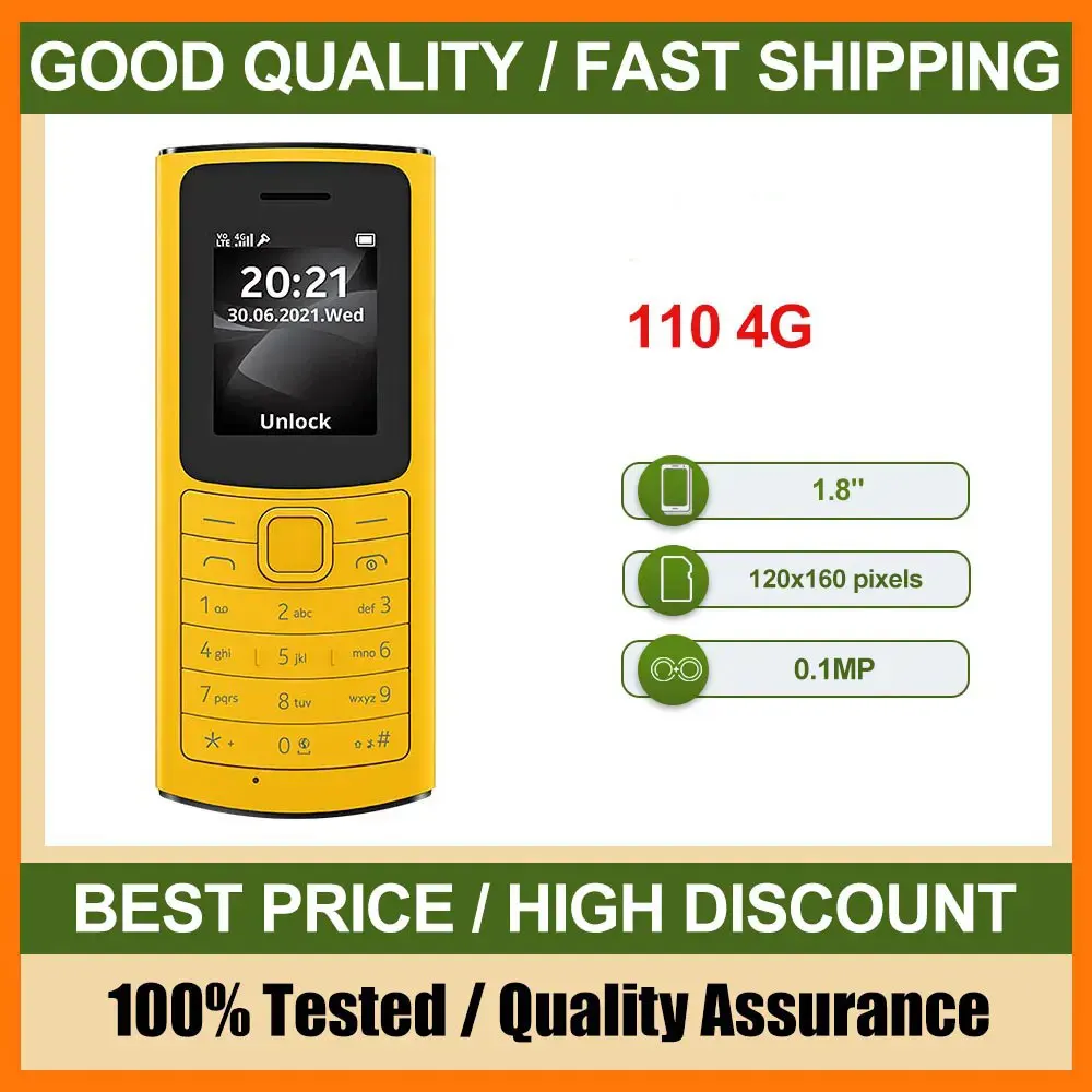 هاتف محمول أصلي 110 4G مصنوع في فنلندا يدعم اللغة الإنجليزية بحالة جيدة