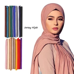 Ramadan Modal Katoen Jersey Hijaabs Voor Vrouw Lange Moslim Sjaal Effen Zachte Tulband Tie Head Wraps Voor Vrouwen Islamitische Kleding