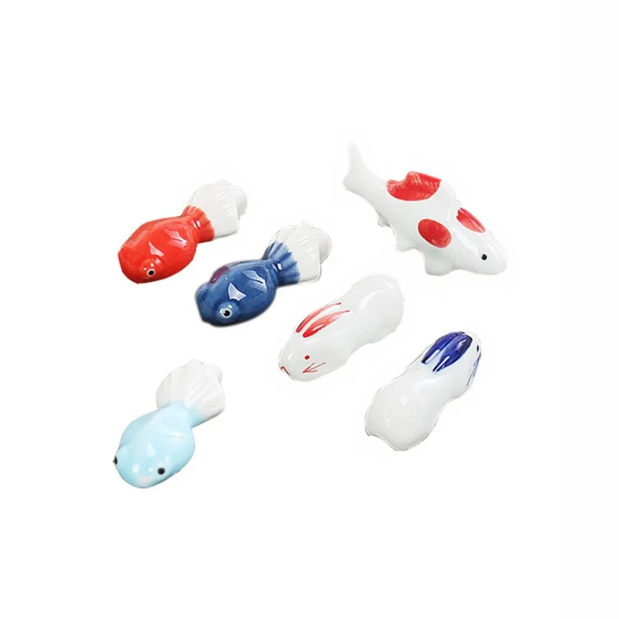 

6 Pcs Ceramics Chopstick Holder Rest Goldfish Home Drative Tableware Stand