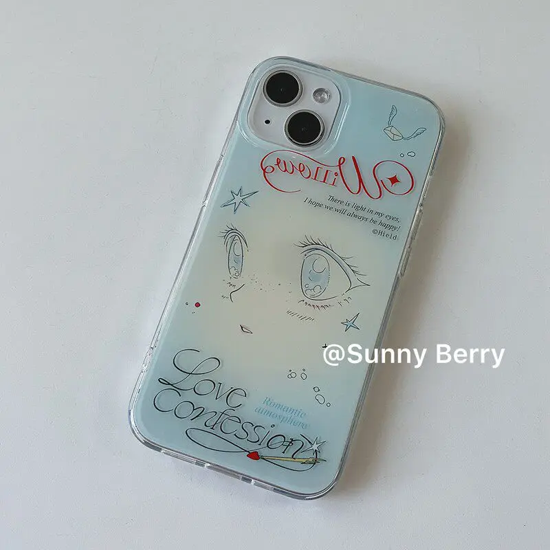 

Gentle Blue Eyed Anime Girl Phone Case For iPhone 17 AIR 16 15 14 13 12 11 Pro MAX 7 8 Plus Y2K Shockproof Back Cover