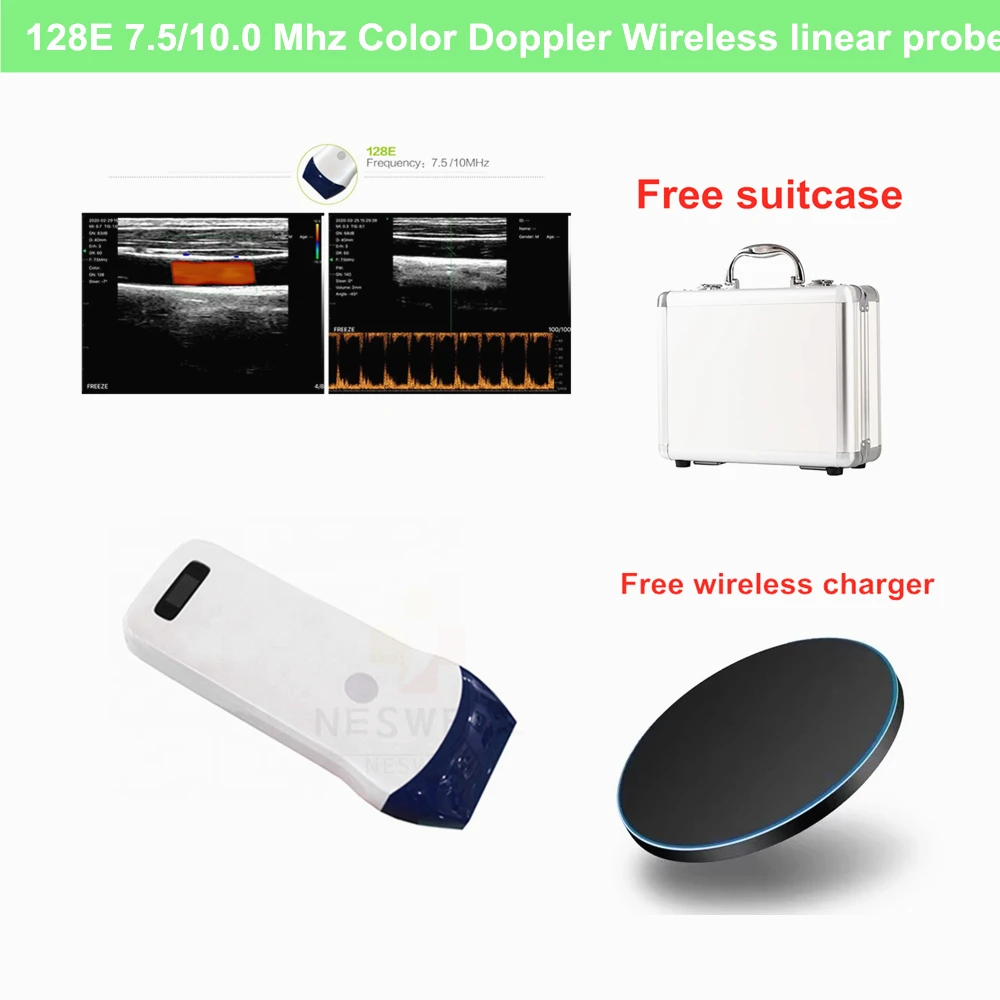 

7.5-10Mhz 128 Elements Portable Wifi Wireless Ultrasound Scanner Color Doppler Linear Probe