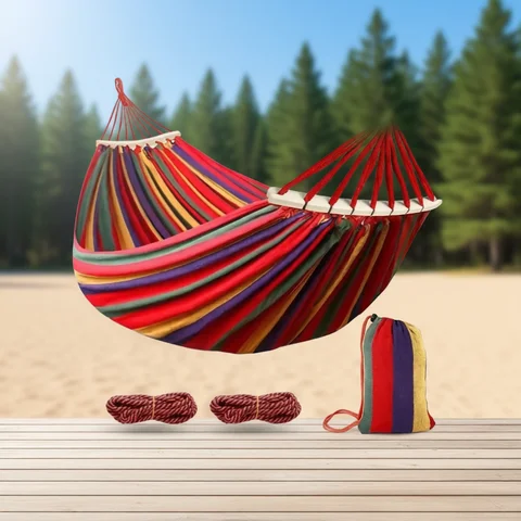 Hammock Single/Double Outdoor Canvas Camping Hammock Anti Rollover Portable Thicken Fabric Single/Double Hammock with Carry Bag for Patio, Backyard