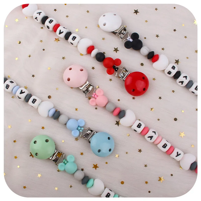 Baby Gepersonaliseerde Naam Handgemaakte Custom Fopspeen Clips Tepel Dummy Houder Ketting Fopspeen Kettingen Peuter Tandjes Speelgoed Bpa Gratis