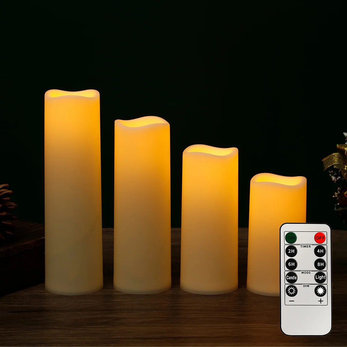 Outdoor abs flameless Candles & Remote Control Timer,LED Flickering Battery Operated electric Pillar Candle for Camping Party
