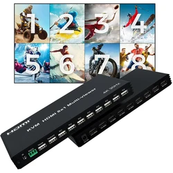 4K HDMI KVM Multiviewer Switch 8 in 1 Out KVM HDMI USB Screen Multi Viewer Seamless 8x1 Multiplexer for 8 PC Share Monitor Mouse