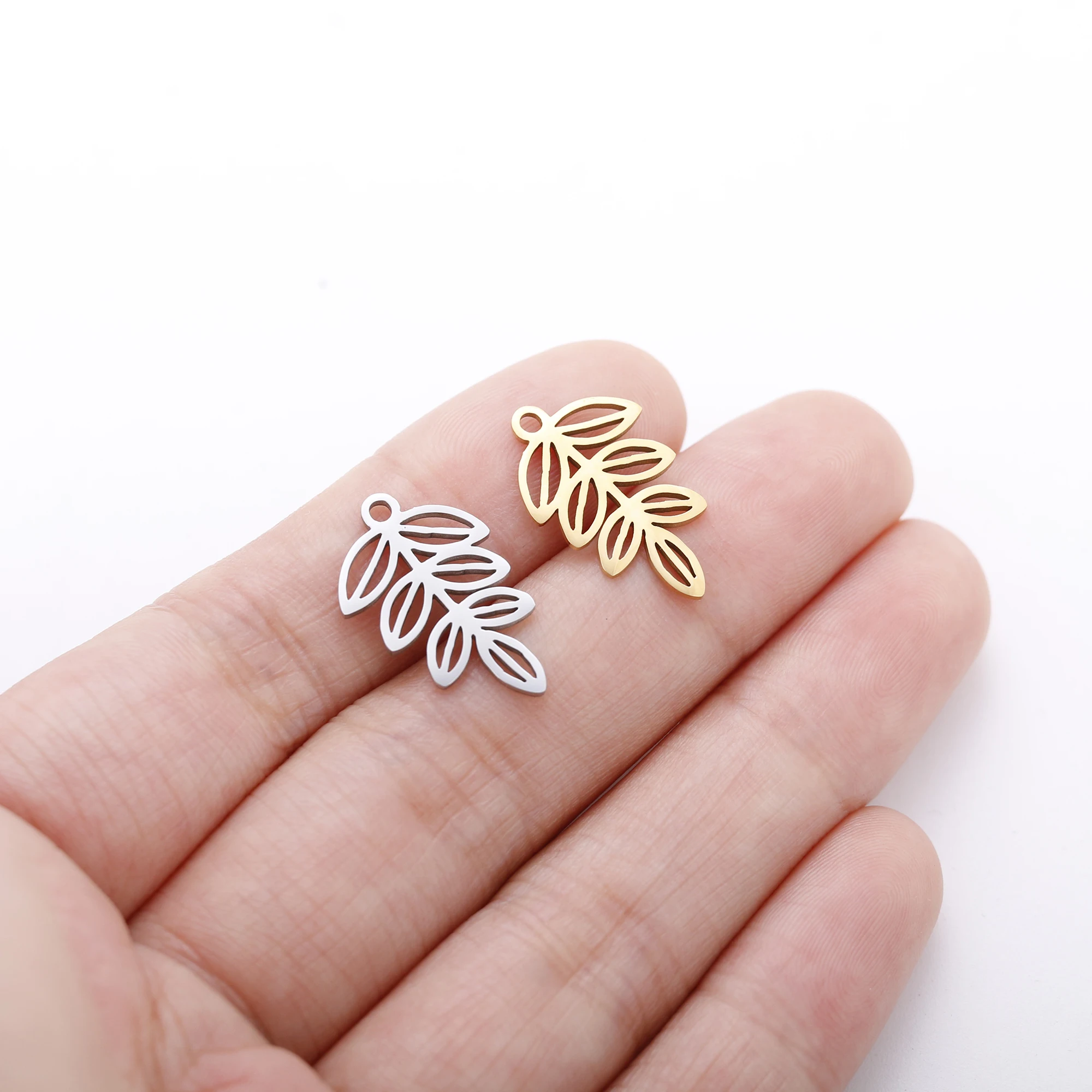 5 stücke Edelstahl Geometrie Charms Baum Blatt & Feder & Schmetterling Anhänger Für Die Herstellung Von Ohrringen DIY Schmuck Zubehör Großhandel – Detail 13