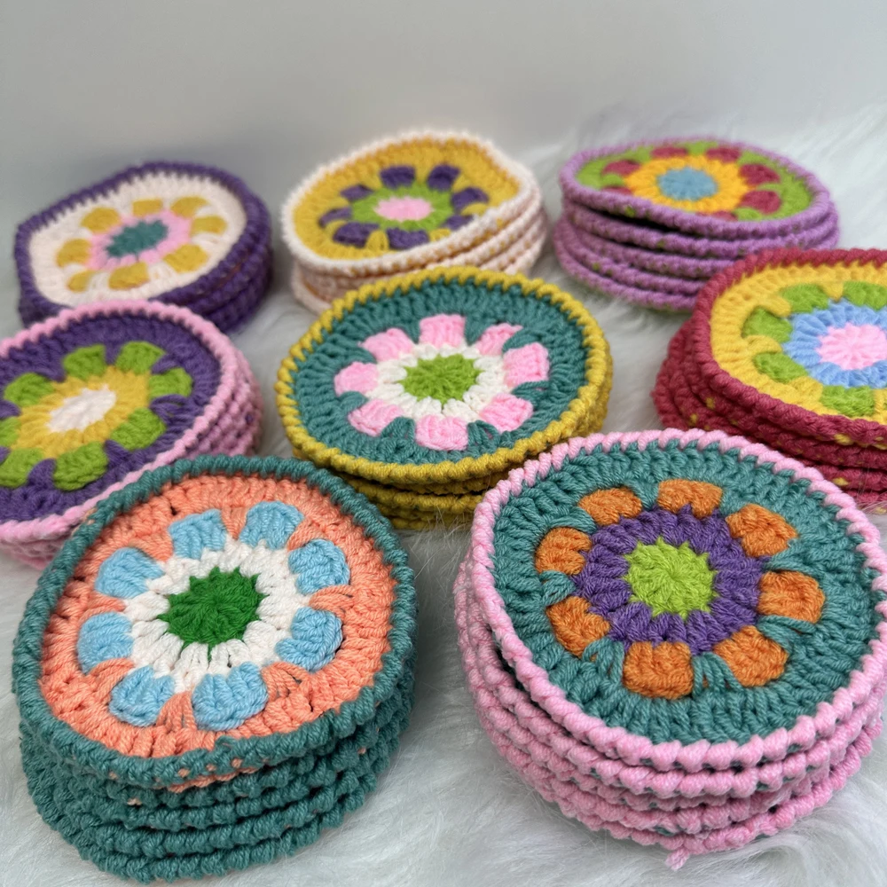 Customized DIY Hand Crochet Mats Round Coaster Table Decor Doily Placemat Bags Clothing Decoration Part  11CM 20pcs/lot