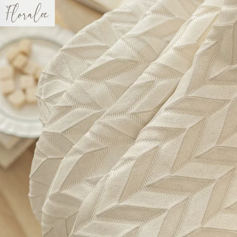 

French High Precision Relief Texture Window Curtains For Living Room Bedroom Dining Luxury Solid Color Custom Size Shutter Decor