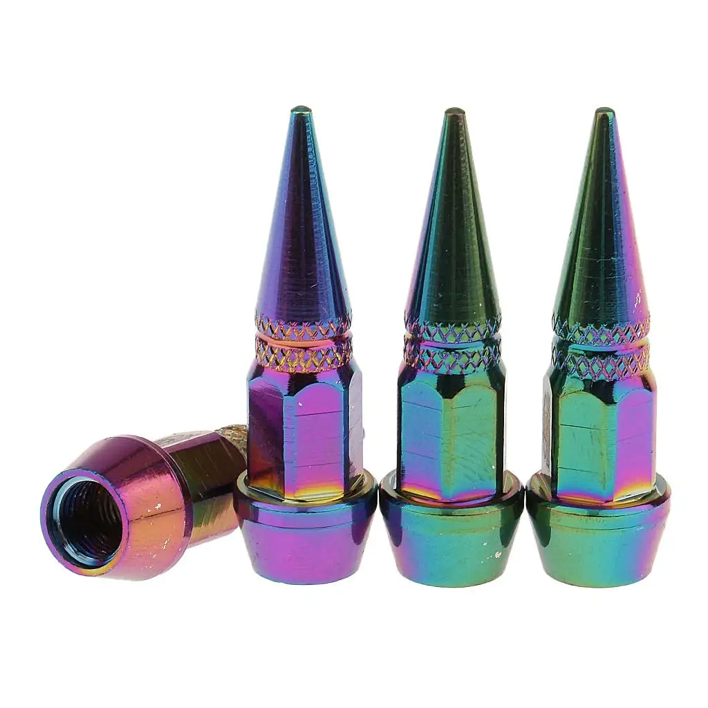 4x Long Stem Caps Metal Thread /Set for Tires Multicolor