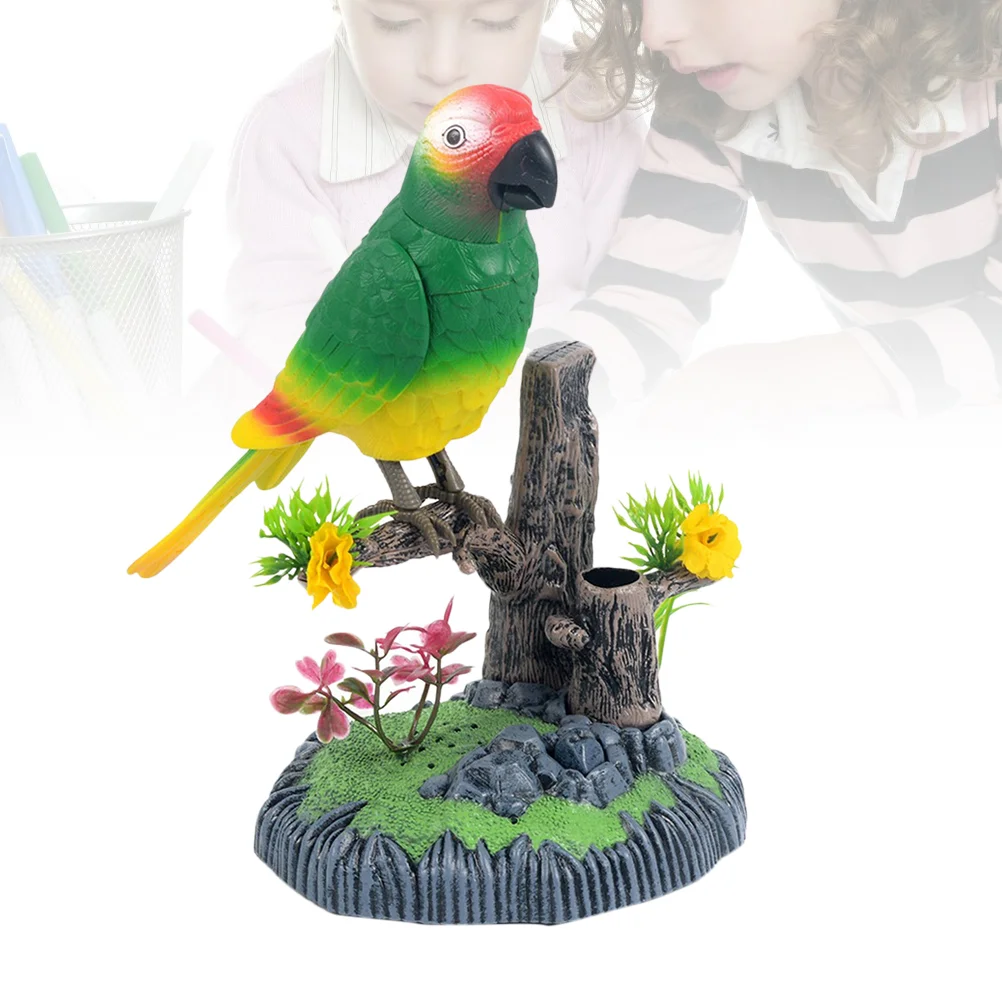 1 x zwitschernde Schreibtisch-Nament, echte singende Geräusche, bewegungsaktiviertes Spielzeug, dekorativer Stifthalter, Baum-Design, zwitschernde Vogel-Sensor-Gesang