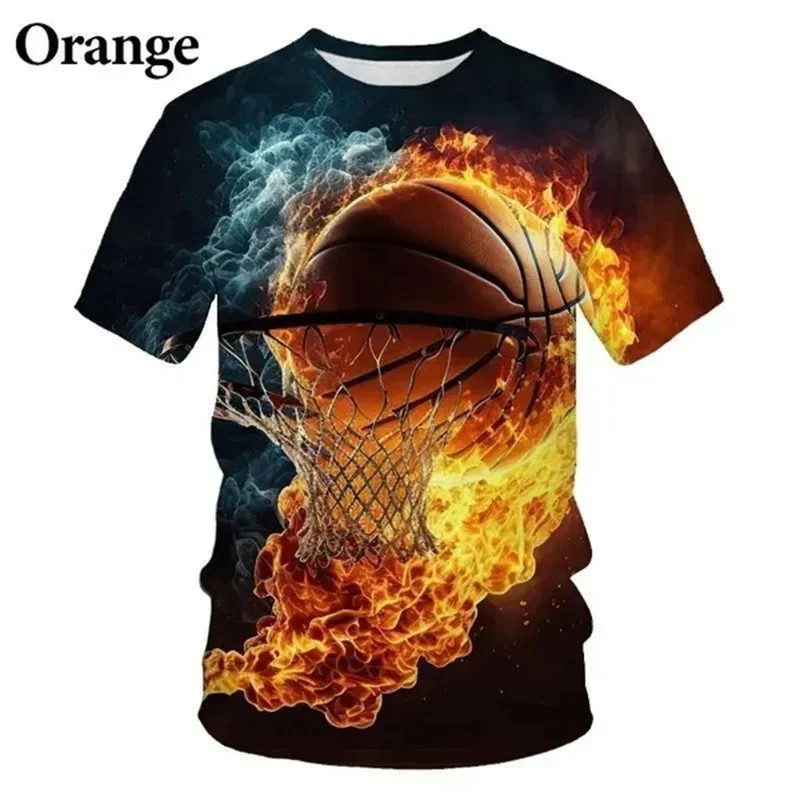 3D Printed Basketball T-Shirt For Men Interesting Sports Pattern Tee Shirts Fashion Short Sleeve Tees Oversized Round Neck Tops