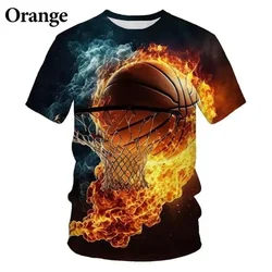 3D Printed Basketball T-Shirt For Men Interesting Sports Pattern Tee Shirts Fashion Short Sleeve Tees Oversized Round Neck Tops