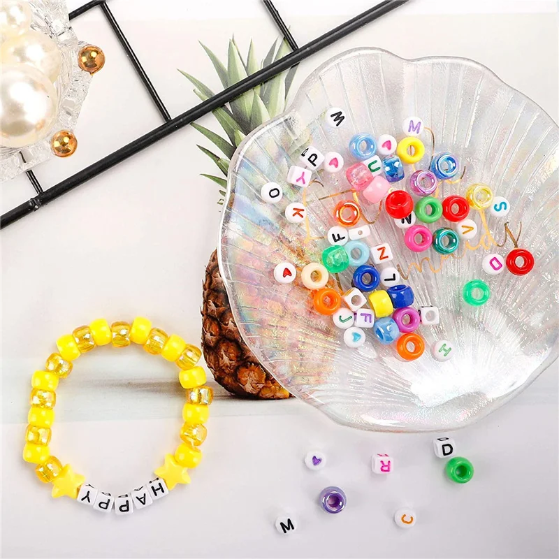 1900pcs Barrel Bead Letters Box Kit Gift Assembly Diy Bracelet Necklace Materials Pentagram Small Butterfly Jewelry Making Tool