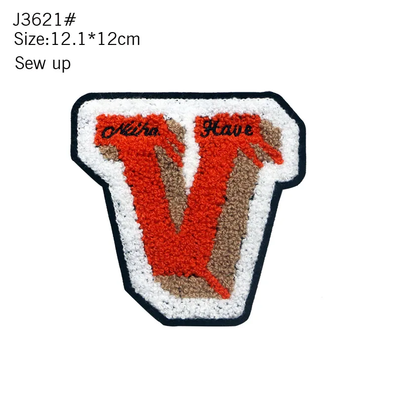 Trendy Towel Sewing Lroning Patch Color Letter V C Stripe Decal DIY Garment T-shirt Down Coat Woollen Pants