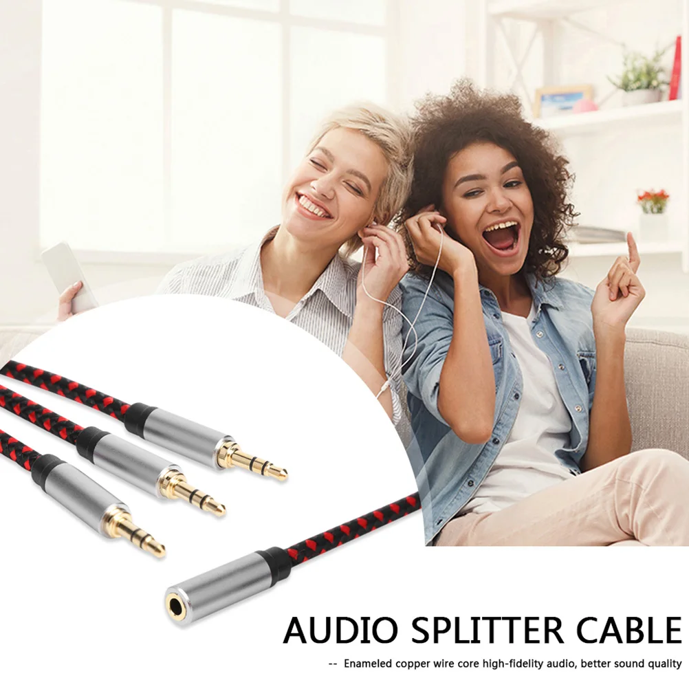 

Headphone Audio Splitter 3-Way Adapter Cable 35mm Combo Port to Microphone Headphone Splitter for Portable Devices Audio