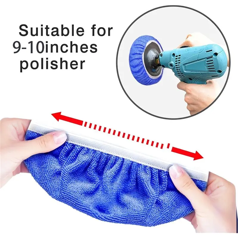 

[NEW!ABAG】 Car Detailing, 9 To 10 Inch Car Polisher Pad Bonnet, 15Pcs Car Polishing Bonnet Buffing Pads, 10Xmicrofiber+5Xwoollen