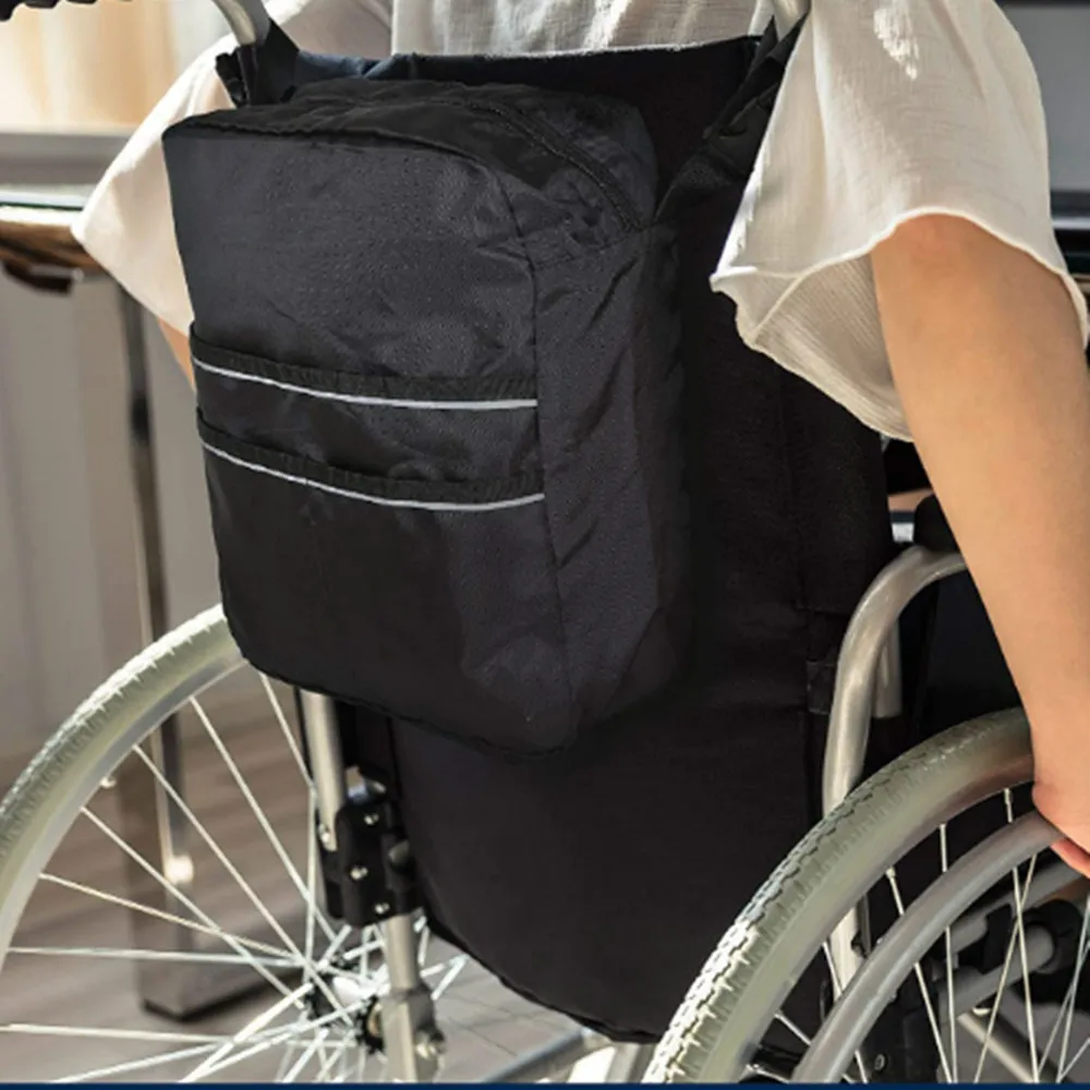 Wheelchair Backpack Bag Adjustable Shoulder Strap Wheel Chair and Walker Accessories Side Storage Bags