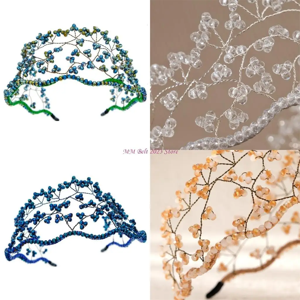 

49ME Rhinestones Hair Hoop Headpiece for Party Birthday Hairbands Stage Headwear Photo Props Bridal Jewelry