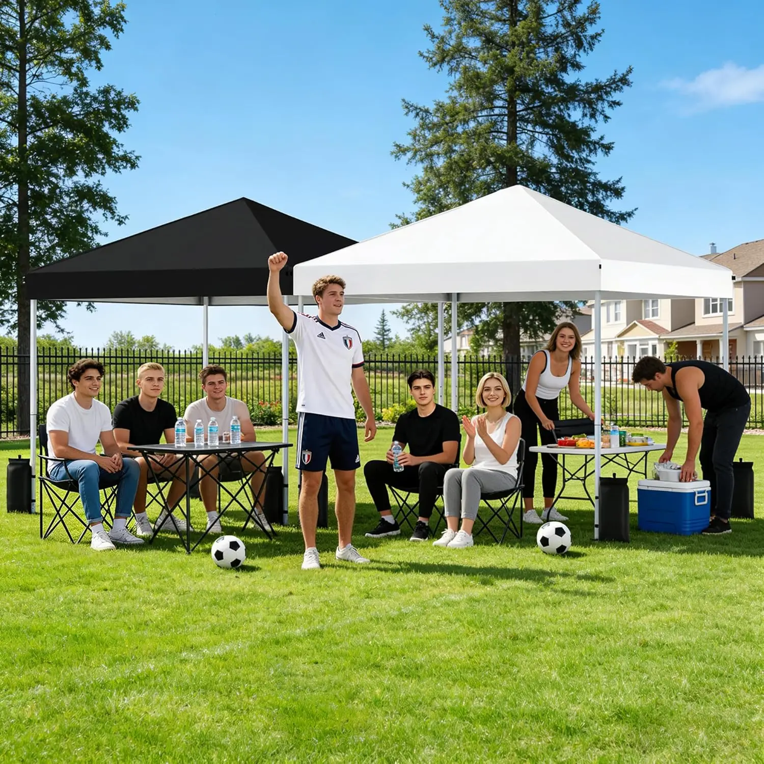 

10x10 Pop Up Canopy Tent, One Push Setup, Heavy Duty Portable for Beach Camping Parties with Vents - Snow White