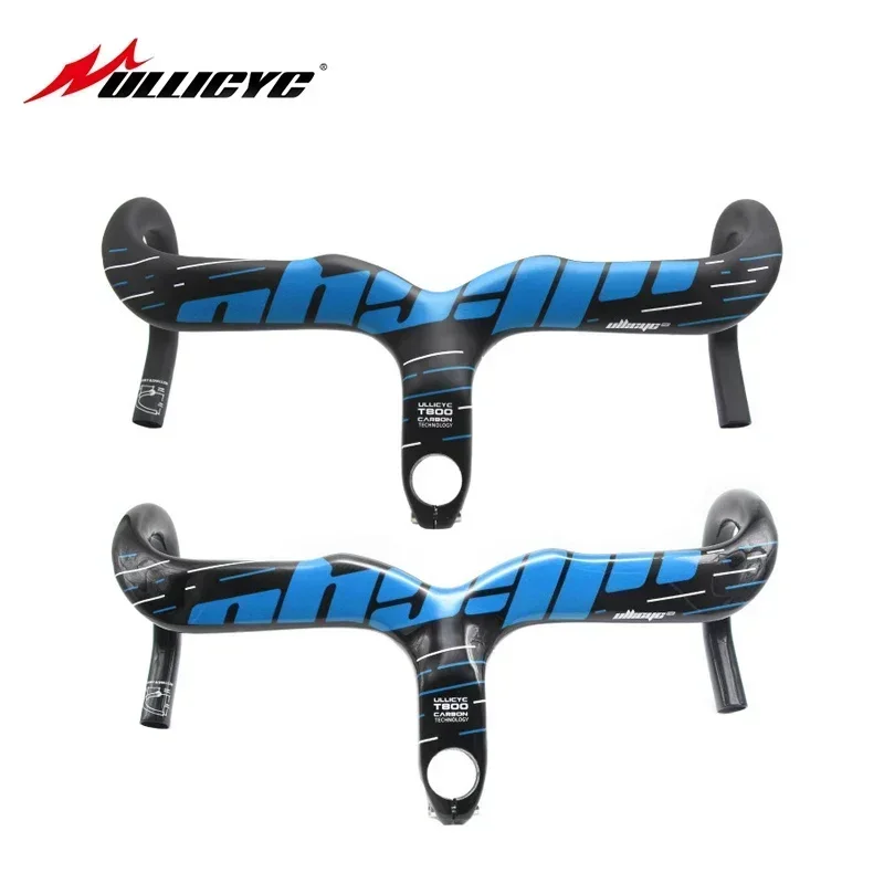

ULLICYC Blue Brand Road Bicycle Handlebar Highway Integrated Handle Bars Carbon Road Handlebar with Stem Manillar Matte Gloss
