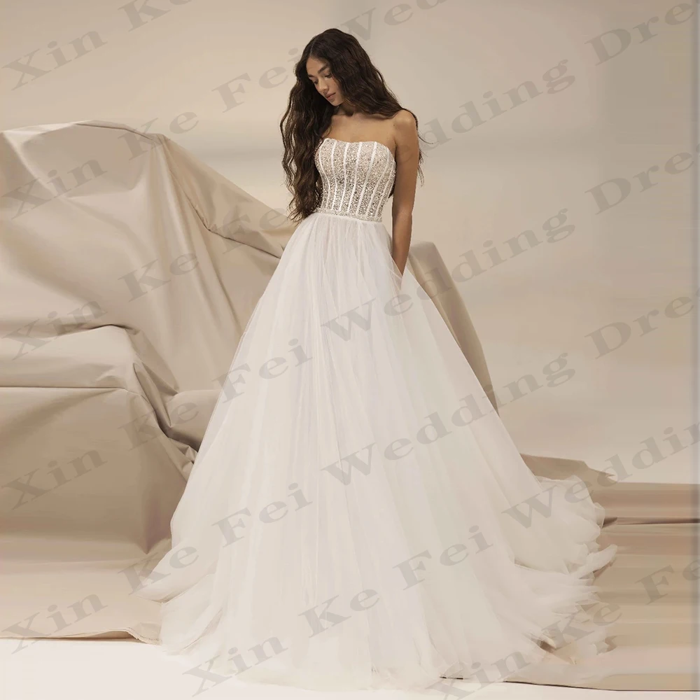 2024 Bohemian Wedding Dresses Women's Sexy Sleeveless A-Line Thin Sand Princess Bridal Gown Formal Beach Party Vestidos De Novia