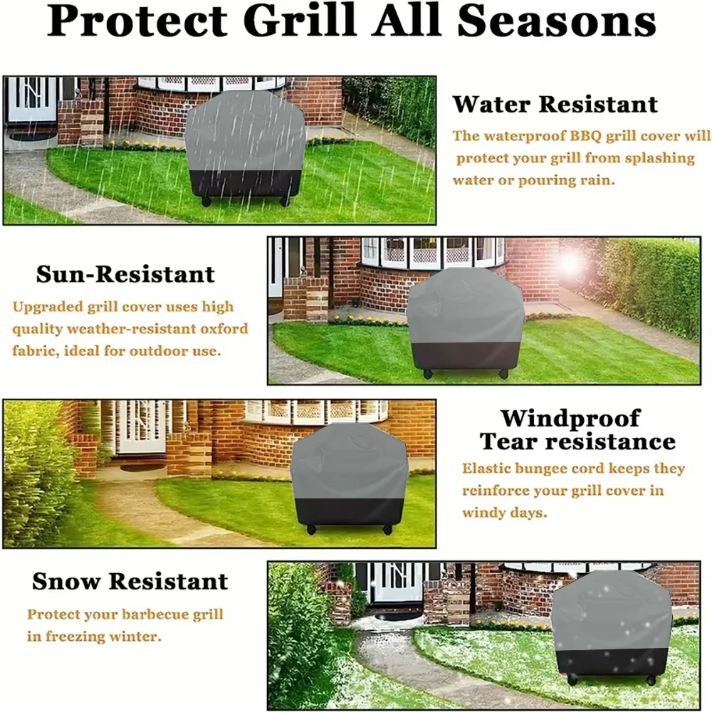 Cubierta de barbacoa para parrilla de barbacoa, cubierta de barbacoa gruesa impermeable a prueba de polvo, cubierta de barbacoa a prueba de lluvia para exteriores