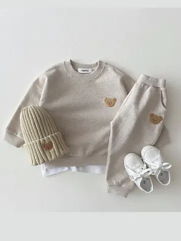Fashion Toddler Baby Boys Girl Fall Clothes Sets Baby Girl Clothing Set Kids Sports Bear Sweatshirt Pants 2Pcs Suits Outfits