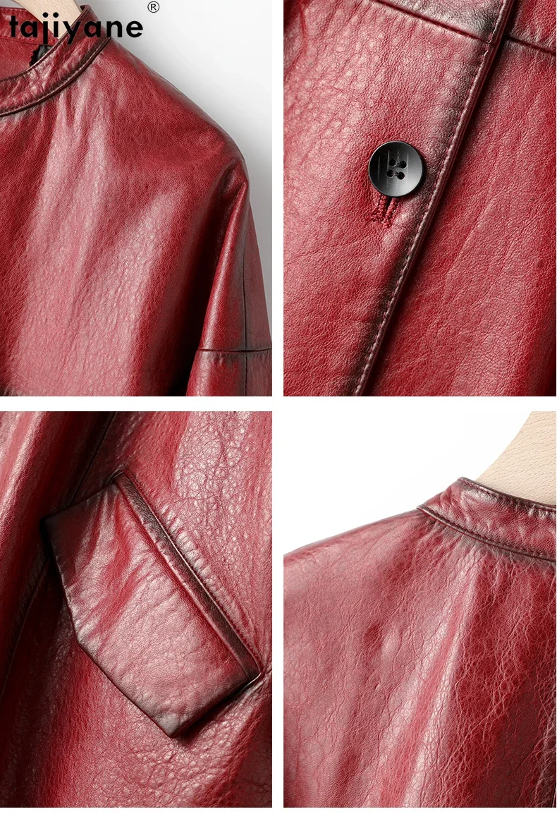 Tajiyane Real Leather Jacket Women Sheepskin Leather Down Coats 2023 Autumn Winter Fashion Mid-length Loose Cloak Coats Abrigos