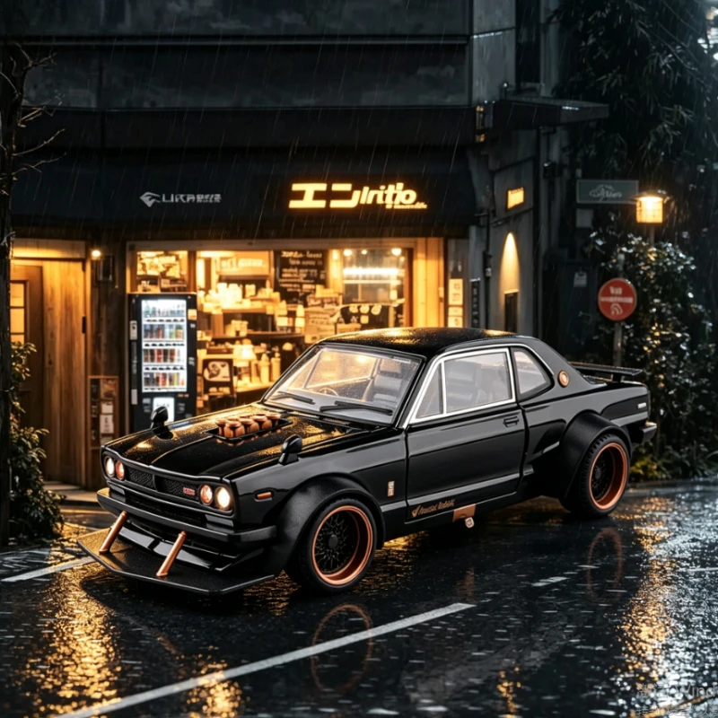 1:22 GTR Drift Version Diecast Alloy JDM Sports Car Light Realistic Mini Vehicle Nostalgic Collectible Toy Gift For JDM Car Fans