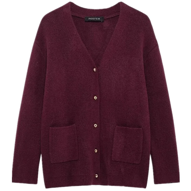 

Loose Long Sve V-Ne Flat Needle Knitted Open Cardigan Outerwear 2025 New Women's Faion Commute Sle Regular Length