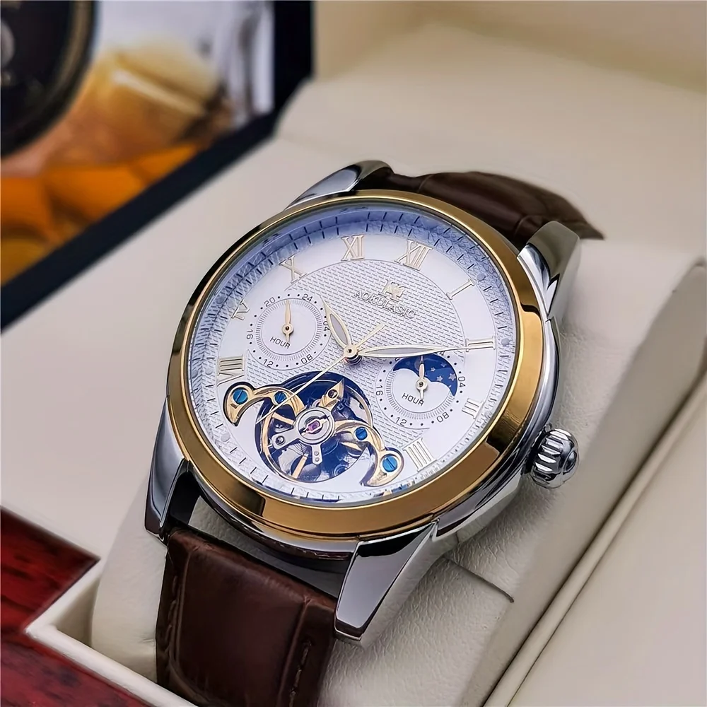Authentic High-End Watches for Men, Fully Automatic Mechanical Watches, Tourbillon Fashionable Business Casual Versatile Handsome Trendy Men's Watches, Best-Selling Watches for Young Men to Give to Boyfriends and Husbands, No Batteries Required