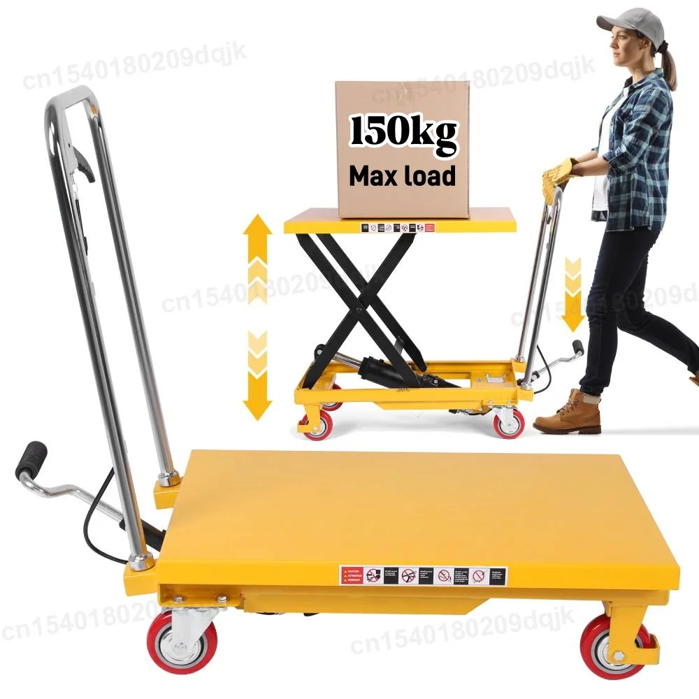 

Mobile Manual Hydraulic Scissor Cart with Lifting Table Manual Single Scissor Lift Non-Slip Pad Power Lifting Electric Trolley