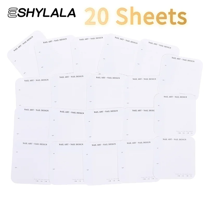 20 fogli di carte per imballaggio per unghie Display per unghie a pressione Fatto a mano Design per unghie finte Swatch Show Card Display per campioni di manicure Salon