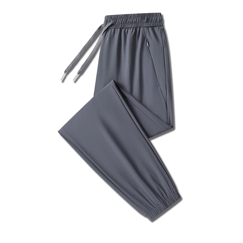 New Men'S Summer Sports High Elasticity Loose Thin Quick Drying Sports Pants Fashion Versatile Casual Ice Silk 9-Point Trousers