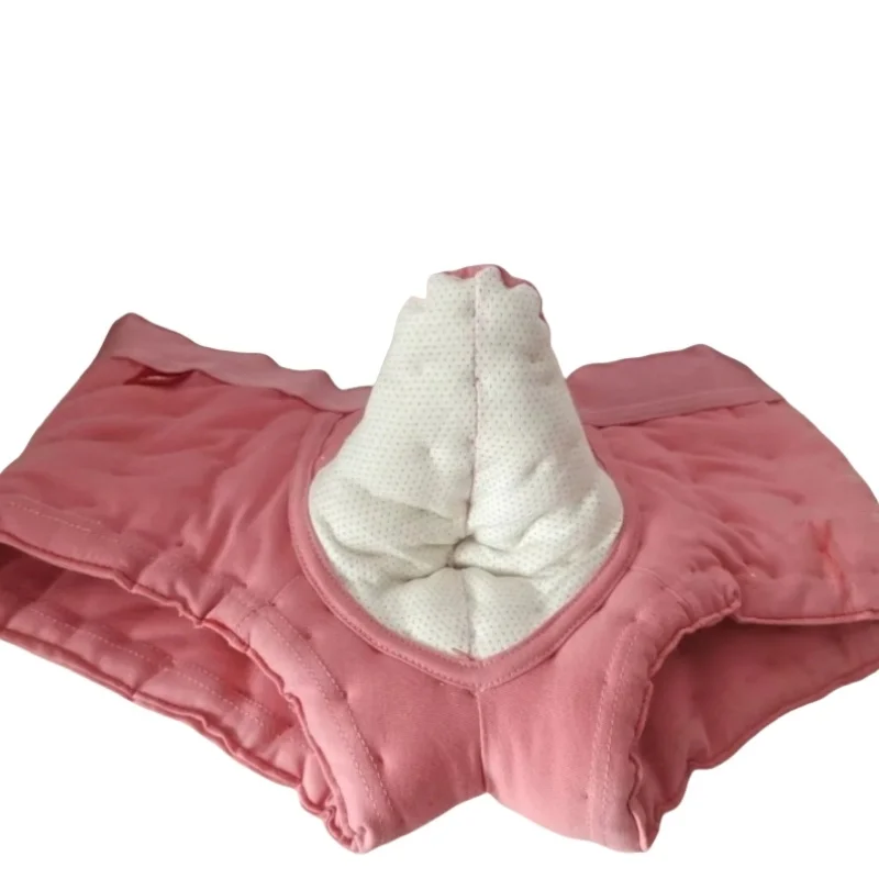 Slip sexy da uomo in cotone rosa con guaina imbottita in cotone spesso gonfio caldo pantaloncini taglie forti costume da ballo per feste fetish fatto a mano BF