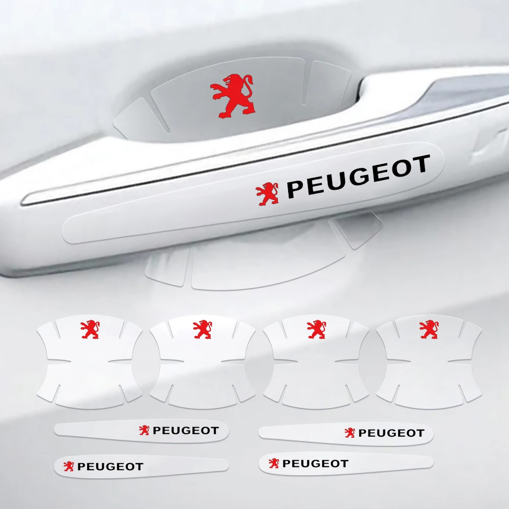 4/8Pcs PVC Car Door Handle Scratch Protector Sticker For Peugeot 208 207 107 2008 508 408 5008 206 3008 308 307 106 407 RCZ 301