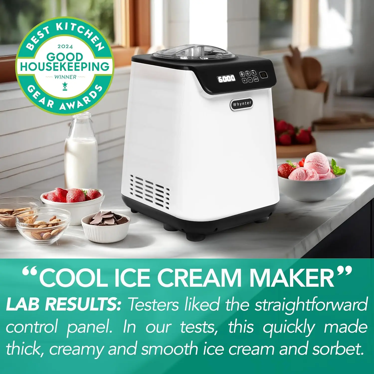 Ice Cream Maker With Compressor Timer 128 Quart White Built In Compressor No Pre Freezing Lcd Display Fresh Homemade Frozen Trea